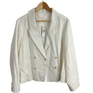 Anthropologie White Blazer Jacket Crop Women Size 1X Plus NEW